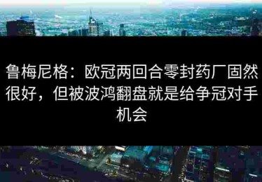 鲁梅尼格：欧冠两回合零封药厂固然很好，但被波鸿翻盘就是给争冠对手机会