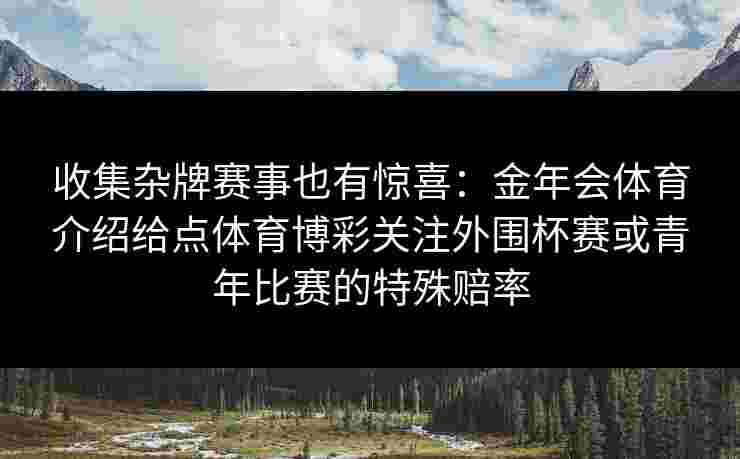 收集杂牌赛事也有惊喜：金年会体育介绍给点体育博彩关注外围杯赛或青年比赛的特殊赔率