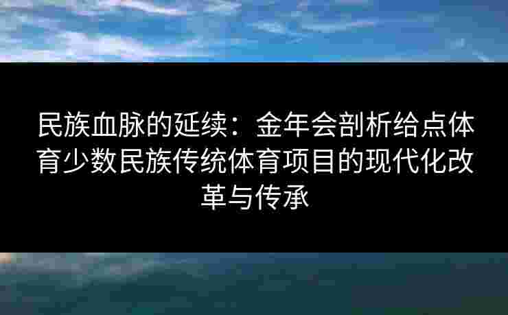 民族血脉的延续:金年会剖析给点体育少数民族传统体育项目的现代化改革与传承 民族血脉的延续:金年会剖析给点体育少数民族传统体育项目的现代化改革与传承
