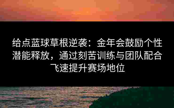 给点蓝球草根逆袭：金年会鼓励个性潜能释放，通过刻苦训练与团队配合飞速提升赛场地位